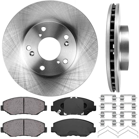 Callahan FRONT 282 mm Premium OE 5 Lug [2] Brake Rotors + [4] Ceramic Pads + Hardware CRK01583