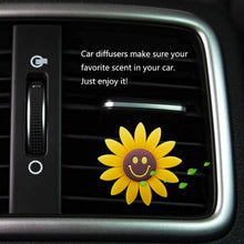 2 Pieces Sunflower Car Accessories Air Vent Clips with 32 Replacement Felt Pads, Yellow Sunflower and Cute Smile Face Car Air Freshener Air Vent Decorations