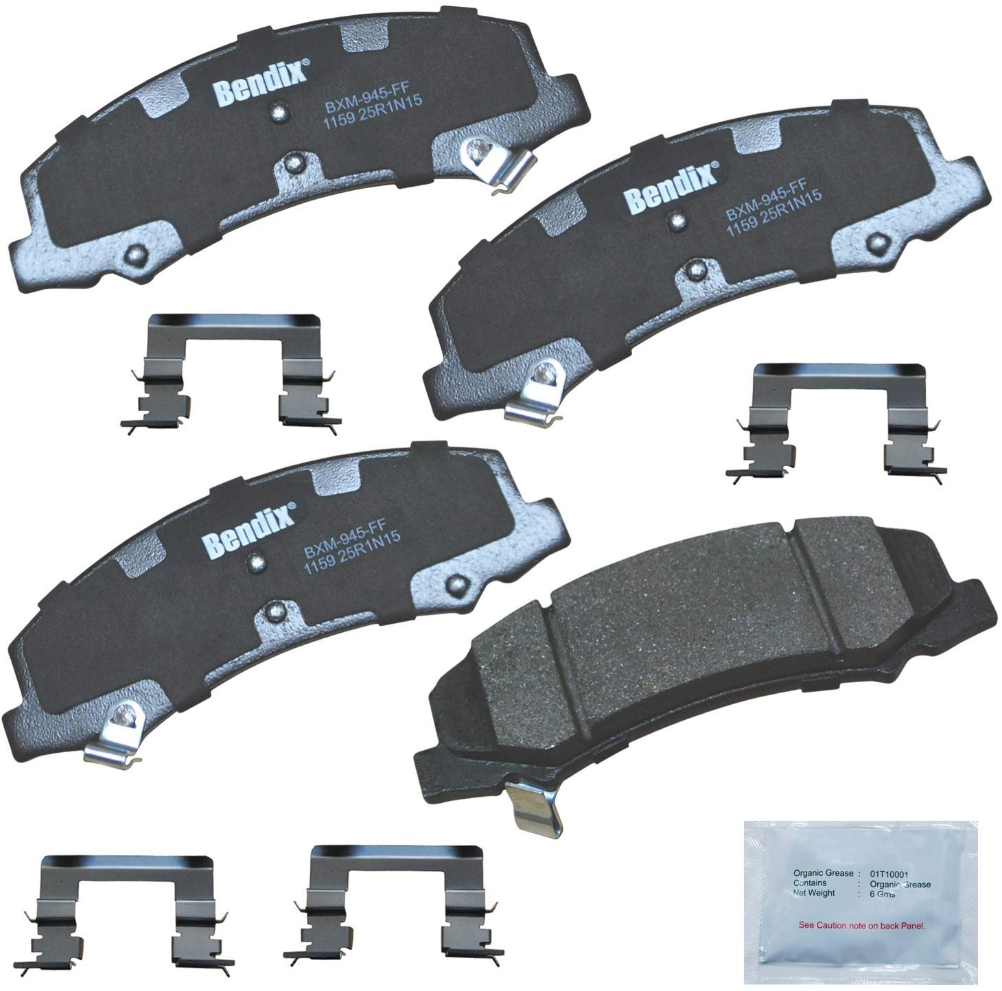 Bendix Premium Copper Free CFM1159 Premium Copper Free Semi-Metallic Brake Pad (with Installation Hardware Front)