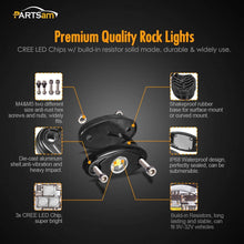 Partsam 8 Pods LED Rock Light Kits Compatible with Jeep TJ JK F150 F250 Truck Boat Lamp Camper RV ATV UTV RZR Ranger Yamaha Viking Teryx Mule Under Body Glow Footwell Fender Wheeler (Green 8PCS)