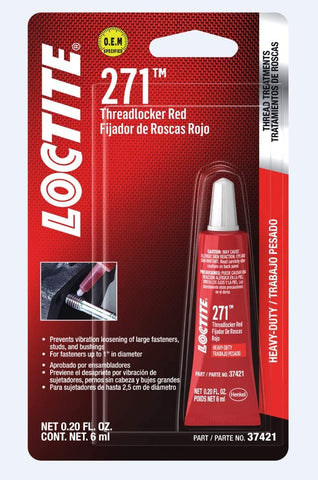 Loctite 492142 Threadlocker 271 High Strength Bottle, Red, 36-ml