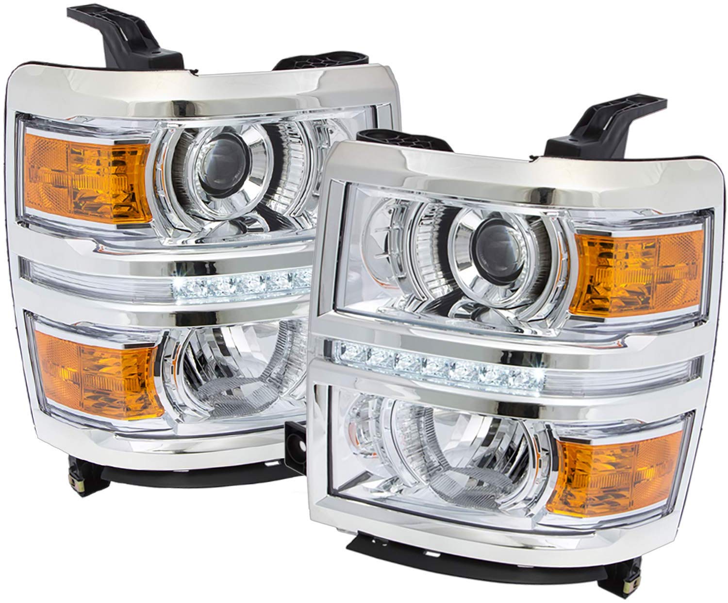 For 14-16 Chevy Silverado 1500 LED Projector Clear Len Pair Headlights Headlamps Lamp