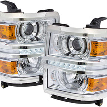 For 14-16 Chevy Silverado 1500 LED Projector Clear Len Pair Headlights Headlamps Lamp