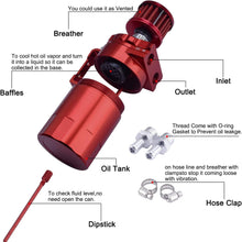 SPEEDWOW Aluminum Oil Catch Can Tank Filter Baffled With Breather Filter And Hose Kit Universal (Red)