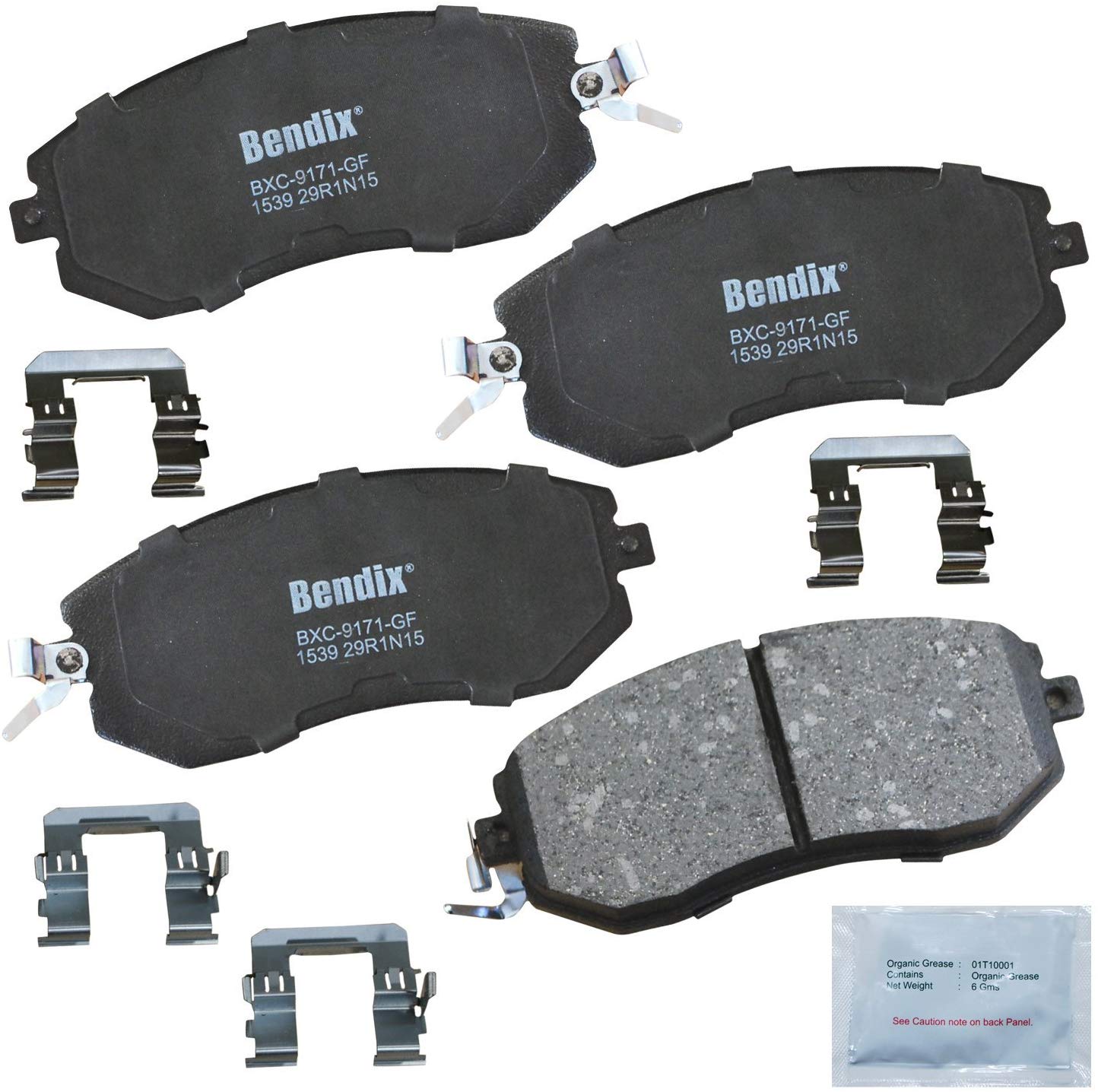 Bendix Premium Copper Free CFC1539 Premium Copper Free Ceramic Brake Pad (with Installation Hardware Front)