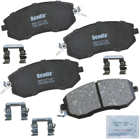 Bendix Premium Copper Free CFC1539 Ceramic Brake Pad (with Installation Hardware Front)