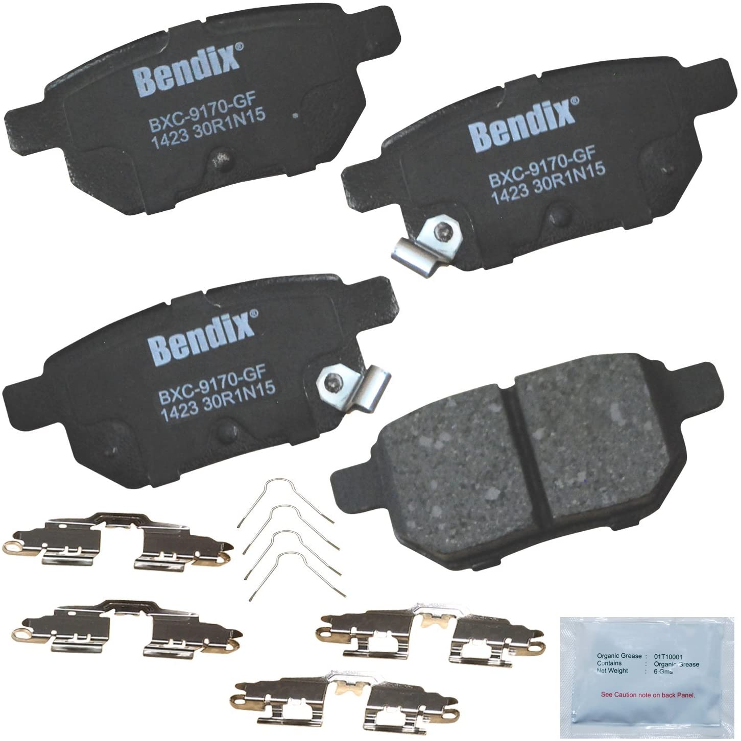 Bendix Premium Copper Free CFC1423 Ceramic Brake Pad (with Installation Hardware Rear)