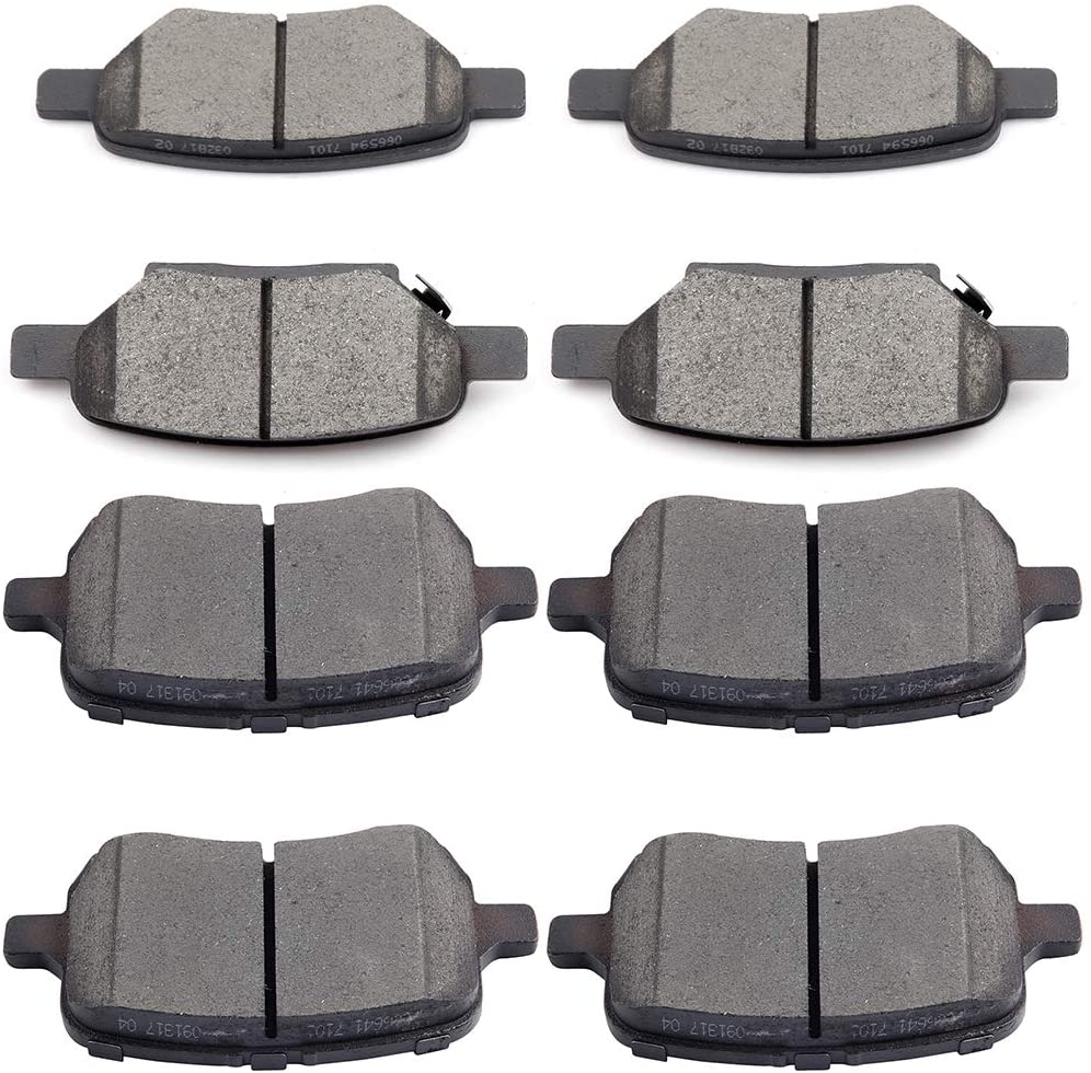 SCITOO Ceramic Front Rear Disc Brake Pad Set fit for Chevy Cobalt HHR Malibu, 2007-2008 Pontiac G5, 2005-2010 Pontiac G6, 2006 Pontiac Pursuit, 2007-2009 Saturn Aura, 2004-2007 Saturn Ion