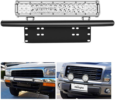 Nilight Led Light Bar Mounting Bracket Front License Plate Frame Bracket License Plate Mounting Bracket Holder for Off-Road Lights LED Work Lamps Lighting Bars,2 Years Warranty