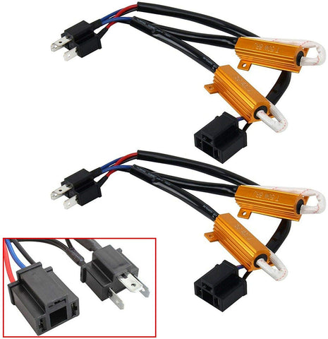 Xotic Tech H4 HB2 9003 Load Resistor Adapter Canceler Fix Flashing Flickering Blinking for Fog Light, Error Free No Hyper Flash Warning Decoder Wiring Resistor