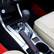 Bwen Car Cover Genuine Leather Gear Shift Cover,Hand Brake Cover fit for Toyota Corolla 2014 2015 2016 2017 2018,Black with Blue Stitches