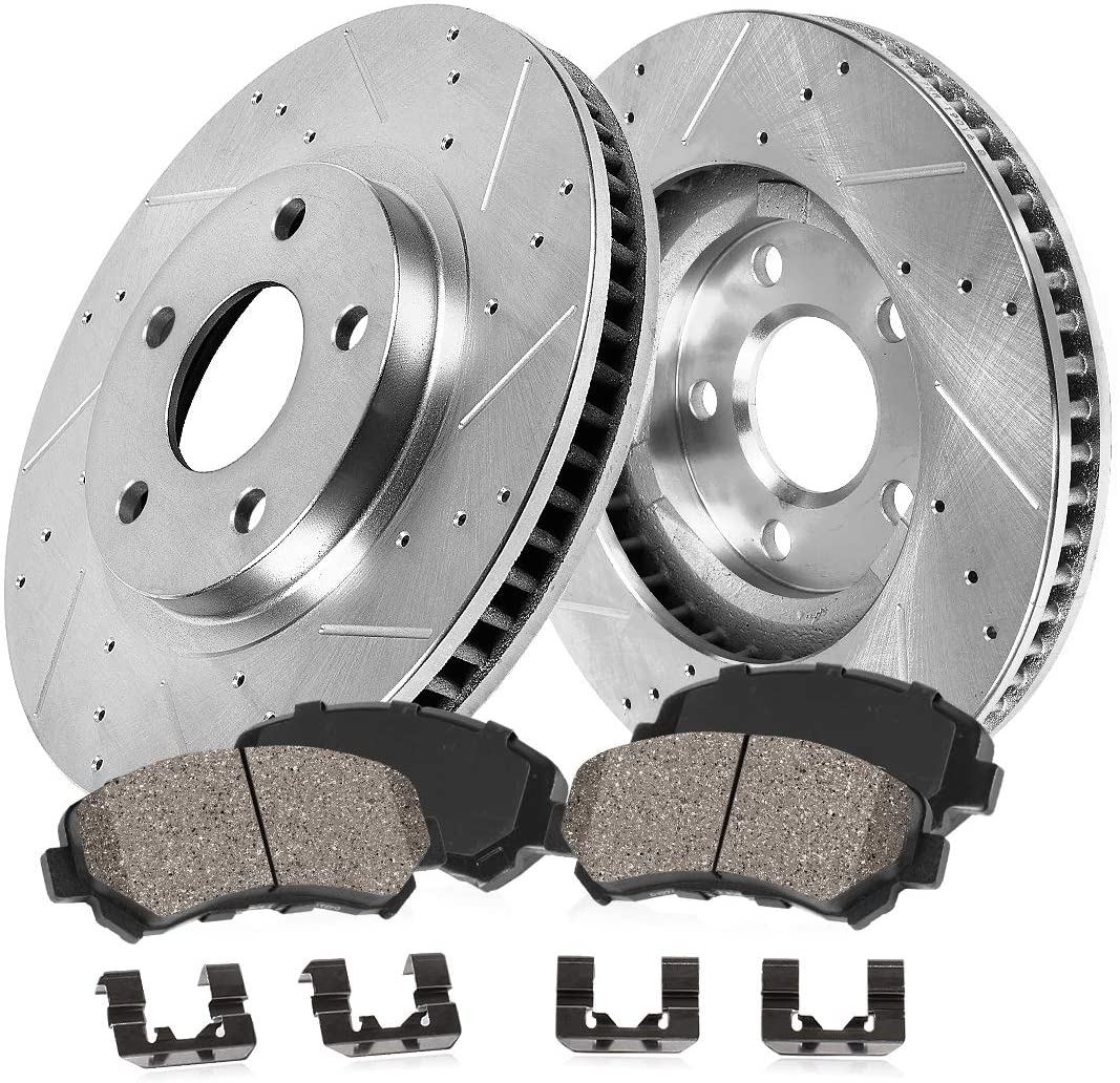 Callahan CDS03050 FRONT 292mm D/S 5 Lug [2] Rotors + Ceramic Brake Pads + Clips [ fit Forester Impreza Legacy Outback ]