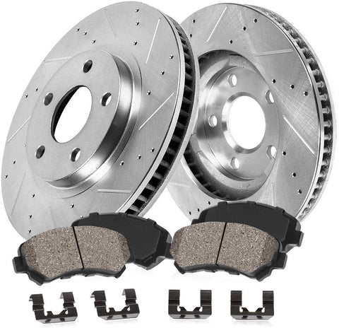 Callahan CDS05117 FRONT 305mm D/S 5 Lug [4] Rotors + Brake Pads + Clips [for Hyundai Elantra GT Tucson Kia Sportage]