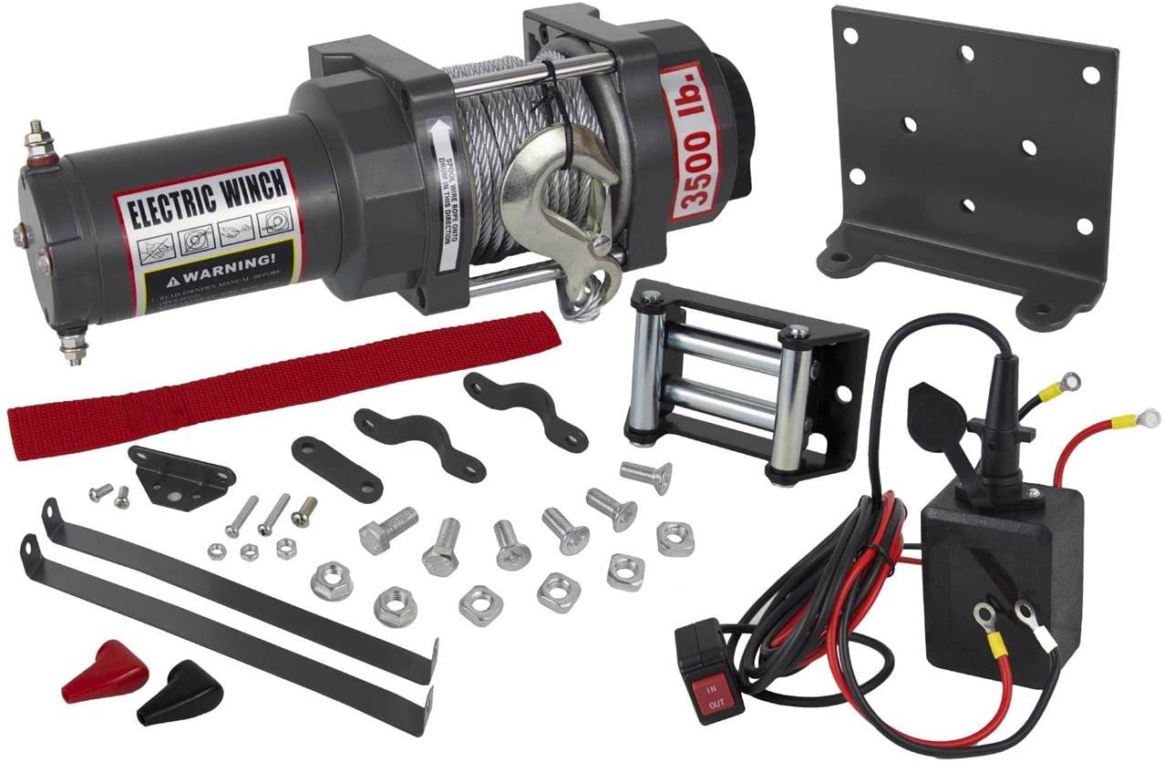 Rareelectrical 3500lb ATV WINCH ASSEMBLY COMPATIBLE WITH PZR POLARIS ATV 1.21HP 166:1 GEAR RATIO CONTROL RELAY