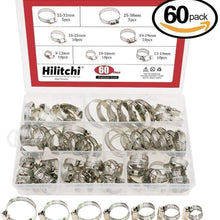 60pcs Hose Clamp Stainless Steel Set Assorted Water Fuel Tube Pipe Clip Kit