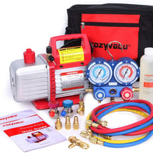 Kozyvacu Mini Split/HVAC/AUTO AC Repair Complete Tool Kit with 1-Stage 4.5 CFM Vacuum Pump, Manifold Gauge Set, Hoses and its Acccessories …