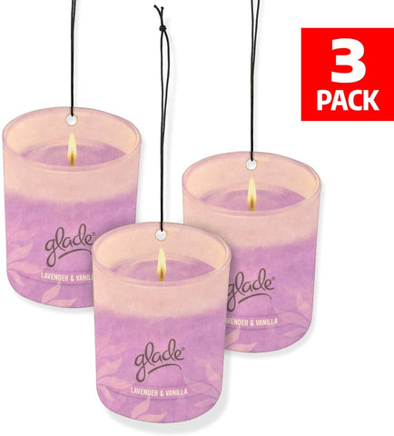 Glade Car Air Freshener 3-Pack Candle Design Glade Air Freshener (Lavender Vanilla)