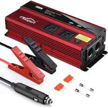Maxpart 1000W Power Inverter Truck/RV Inverter 12V DC to 110V AC Converter with Dual AC Outlets 2.4A USB and Dual 12V Car Cigarette Lighter Modified Wave Inverter