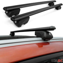 OMAC Automotive Exterior Accessories Roof Rack Crossbars | Aluminum Black Roof Top Cargo Racks | Luggage Ski Kayak Bike Carriers Set 2 Pcs | Fits Fiat 500X Trekking 2016-2021
