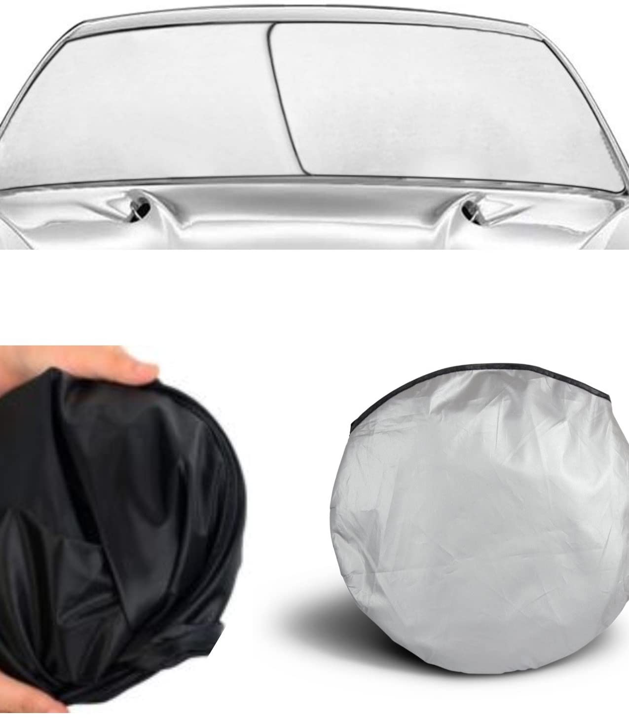 APSG Windshield Sun Shade (EZ Install, EZ FOLD, EZ Store) Fold-able Dash Protector UV hot Cold Summer Winter Sunshade Window