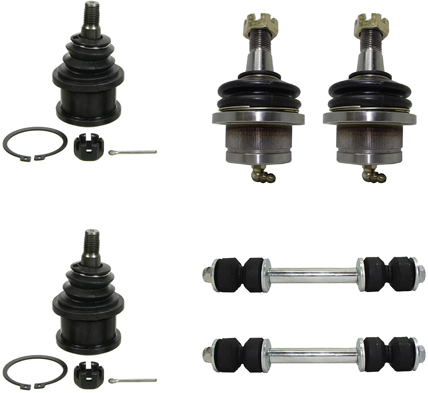 Detroit Axle - 6pc Front Upper and Lower Ball Joints + Sway Bar Links for 1997-2002 Ford Expedition/ F150/ Lincoln Navigator - 2WD Only