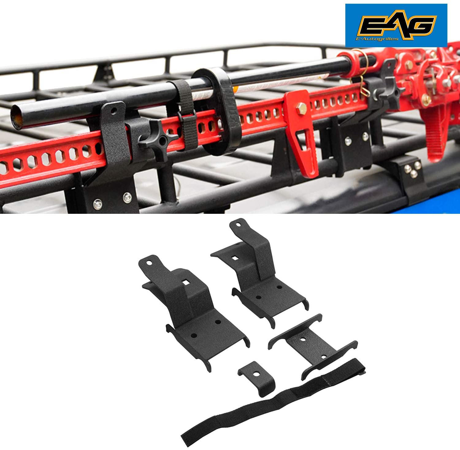 EAG Hi-Jack Bracket Mounting Kit for Roof Rack Compatible with 87-20 Wrangler YJ/TJ/JK/JL