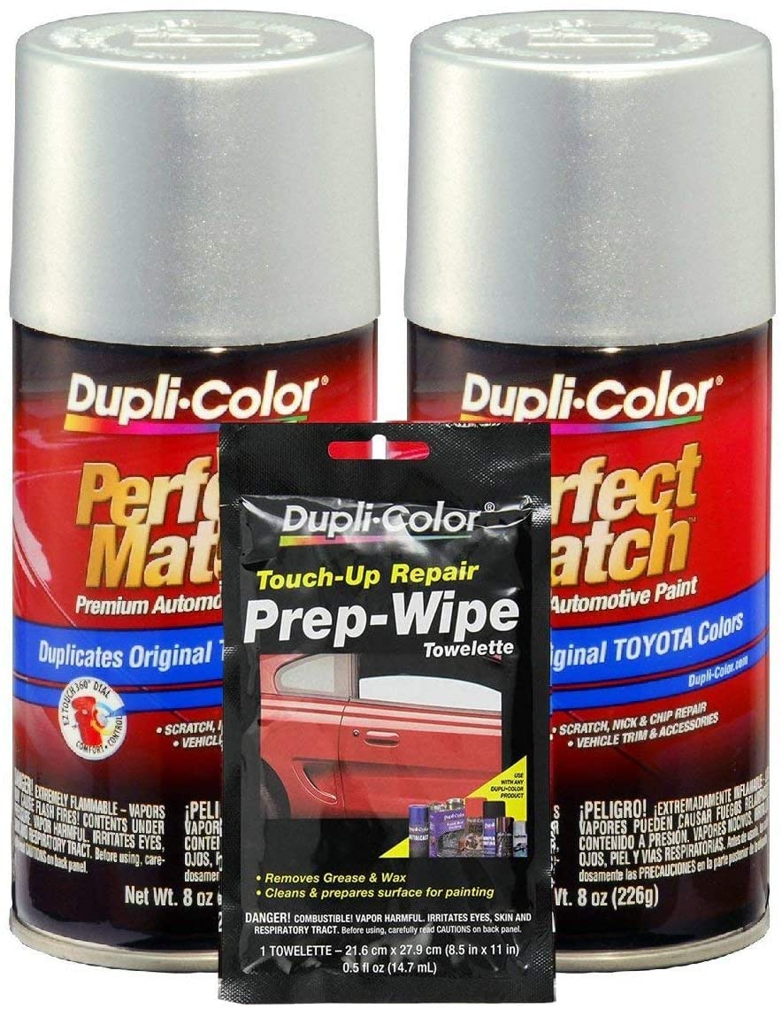 Dupli-Color Titanium (Metallic) Exact-Match Automotive Paint for Toyota Vehicles - 8 oz, Bundles Prep Wipe (3 Items)