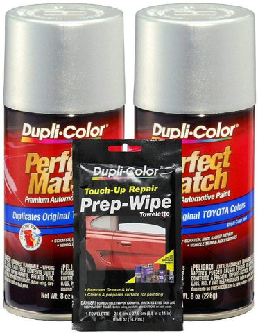 Dupli-Color Titanium (Metallic) Exact-Match Automotive Paint for Toyota Vehicles - 8 oz, Bundles Prep Wipe (3 Items)