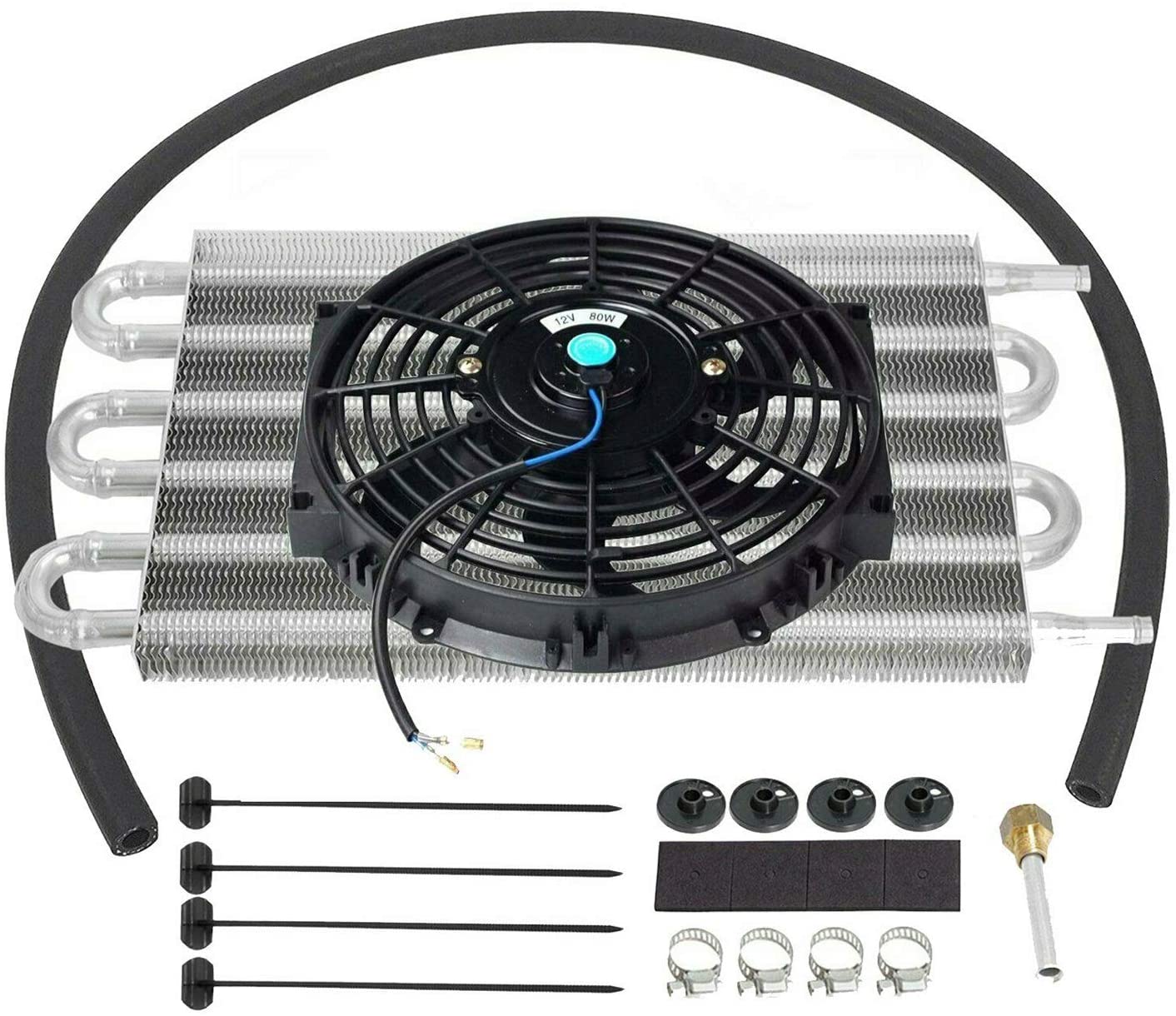 LucaSng 6 Row Radiator Remote Transmission Oil Cooler Aluminum with 10