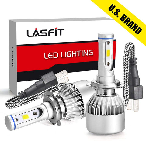 LASFIT H7 LED Headlight Kits-COB Flip Chips/Adjustable Beam- 60W 7600LM 6000K-Hi/Lo Beam/Fog Light Bulbs