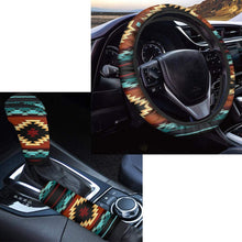 FKELYI Rainbow Tie-Dye Car Interior Decor Accessories Set,Auto Universal Steering Wheel Cover Set with Hand Brake Cover and Gear Shift Knob Cover 3Packs