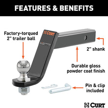 CURT 45064 Lifted Truck Trailer Hitch Mount with 2-Inch Ball & Pin, Fits 2-in Receiver, 7,500 lbs, 6-Inch Drop