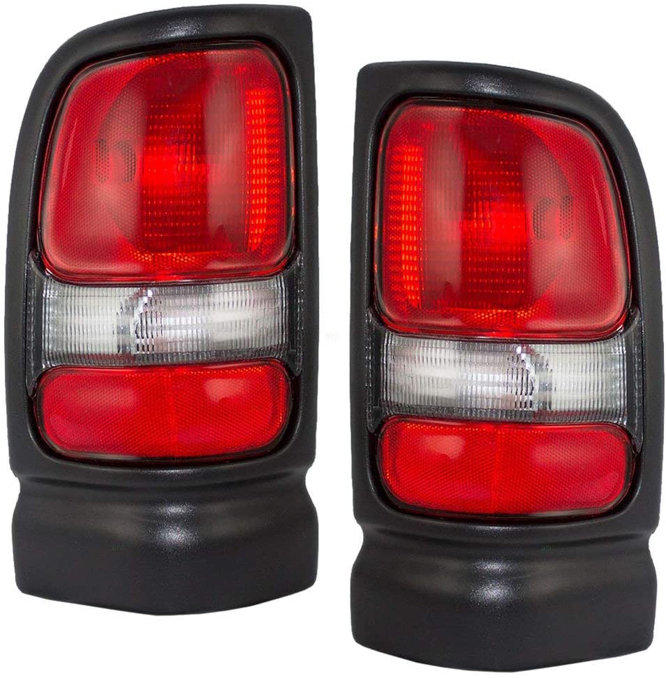 1994-2001 Dodge Ram 1500 (without Sport Package) & 1994-2002 Ram 2500 3500 Pickup Truck Taillight Taillamp Rear Brake Tail Light Lamp Set Pair Left Driver AND Right Passenger Side (1994 94 1995 95 1996 96 1997 97 1998 98 1999 99 2000 00 2001 01 2002 02)