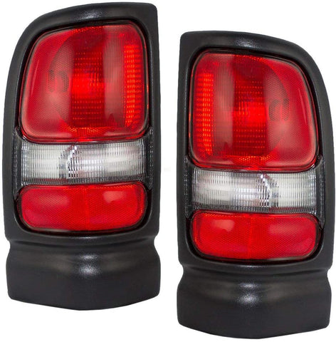 1994-2001 Dodge Ram 1500 (without Sport Package) & 1994-2002 Ram 2500 3500 Pickup Truck Taillight Taillamp Rear Brake Tail Light Lamp Set Pair Left Driver AND Right Passenger Side (1994 94 1995 95 1996 96 1997 97 1998 98 1999 99 2000 00 2001 01 2002 02)