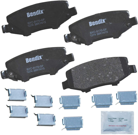 Bendix Premium Copper Free CFC1274 Premium Copper Free Ceramic Brake Pad (with Installation Hardware Rear)