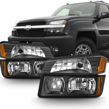 For Black 2002 2003 2004 2005 2006 Chevy Avalanche Body Cladding Model Headlights+Bumper Lights Set
