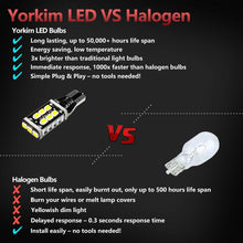 Yorkim 912 921 LED Backup Light Bulbs High Power 2835 15-SMD Chipsets Extremely Bright Error Free T15 906 W16W for Back Up, Reverse, Tail, Brake Lights, 6000K White, Pack of 4