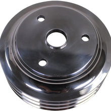 For SBC SMALL BLOCK CHEVY Polished Triple Groove Long Water Pump LWP Crank Pulley
