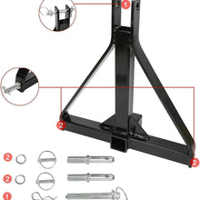 VOWAGH 2" Receiver 3 Point Trailer Hitch Category 1 Tractor Tow Drawbar Adapter