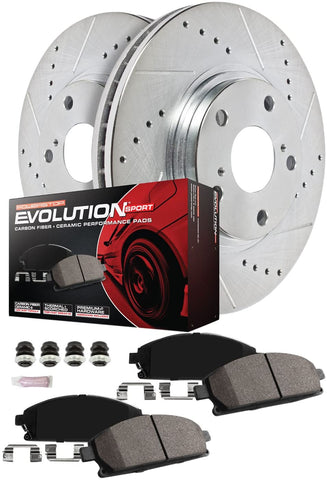 Power Stop K7000 Front & Rear Brake Kit with Drilled/Slotted Brake Rotors and Z23 Evolution Ceramic Brake Pads