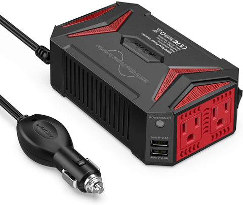 BESTEK 300Watt Pure Sine Wave Power Inverter Car Adapter DC 12V to AC 110V with 4.2A Dual Smart USB Ports