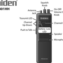 Uniden PRO401HH Professional Series 40 Channel Handheld CB Radio, 4 Watts Power with Hi/Low Power Switch, Auto noise cancellation, Belt Clip And Strap Included, 2.75in. x 4.33in. x 8.66in.