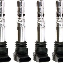 Set of 4 Ignition Coils Compatible with Volkswagen Audi Beetle Golf Jetta Passat A4 TT 1.8L C1394 UF411 UF437 UF580