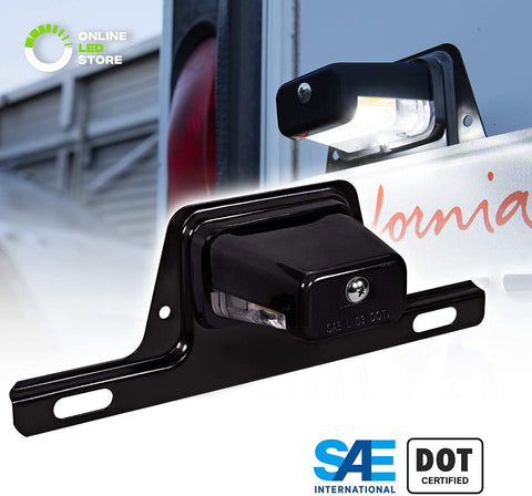 LED License Plate Light for Trailer [Bracket Mount] [DOT FMVSS 108] [SAE L] [Black-Finish] [Waterproof] [12V DC] License Tag Lights for UTV ATV Trailer Truck RV Boat