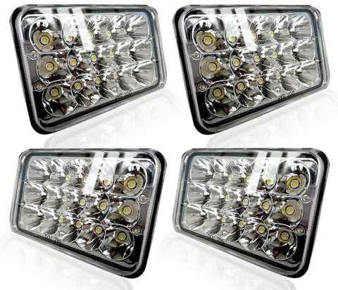 TURBOSII DOT Approved 4X6 LED Headlight Assemblies Hi/Lo Sealed Beam Replace H4651 H4656 Bulb Headlamps for KW Kenworth T600 W900 T800 Truck Peterbilt 379 Chevy S10 Blazer RV Freightliner Semi 4PCS