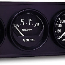 AUTO METER 2397 Autogage Black Console Oil/Volt/Water Gauge,2.3125 in.