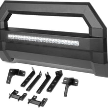 Replacement for RAM 1500 Truck Square Tube Lightweight Bull Bar w/LED Light+License Plate Relocation Kit (Black)