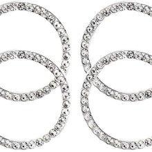 Earthland 2Pcs Crystal Rhinestone Ring for Car Decor, Auto Engine Start Stop Decoration Crystal Interior Ring Decal for Vehicle Ignition Button-Silvery