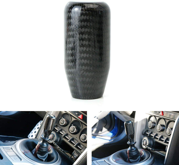 iJDMTOY Glossy Black Real Carbon Fiber Shift Knob for Most Car 6-Speed, 5-Speed, 4-Speed Manual or Automatic, etc