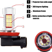 SCITOO White H11 LED Bulbs 81SMD LED Lights with Projector for Fog Light Plug and Play Style,2Pcs